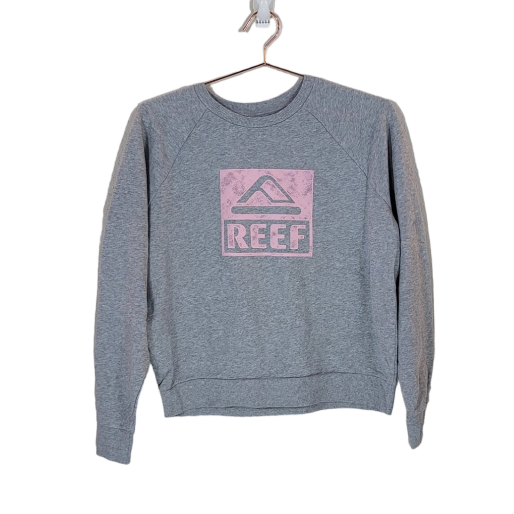 REEF Grey Logo Graphic Sweatshirt Size M